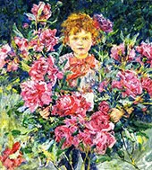 Boy with Red Peonies 1910 By Robert Lewis Reid