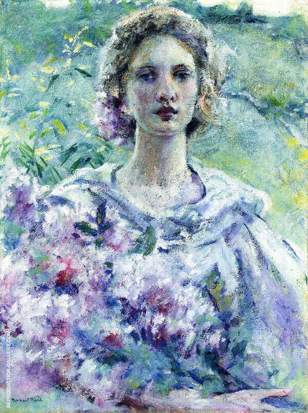 Girl with Flowers By Robert Lewis Reid