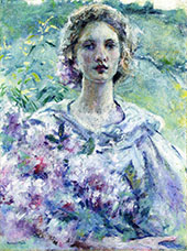 Girl with Flowers By Robert Lewis Reid