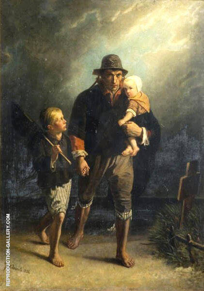 Langs Moeders Graf 1856 by Jozef Israels | Oil Painting Reproduction