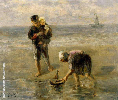 Launching The Boat by Jozef Israels | Oil Painting Reproduction