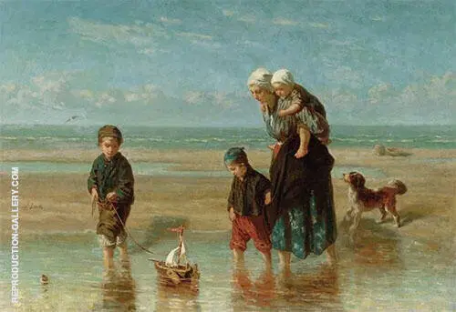 Mother and Children by The Shore 1824 By Jozef Israels