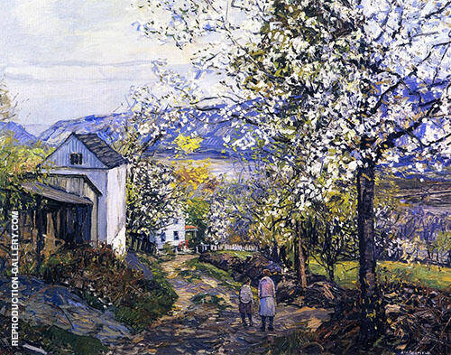 Cherry Blossoms by Edward Willis Redfield | Oil Painting Reproduction