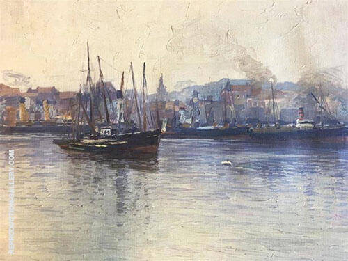 Harbor Scene by Edward Willis Redfield | Oil Painting Reproduction