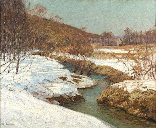 Meadow Brook 1918 by Edward Willis Redfield | Oil Painting Reproduction