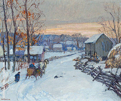 Sleigh Days 1917 by Edward Willis Redfield | Oil Painting Reproduction