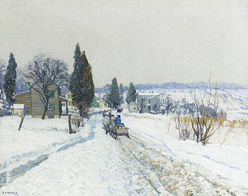 Sleighing 1914 by Edward Willis Redfield | Oil Painting Reproduction