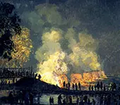 The Burning of Center Bridge 1923 By Edward Willis Redfield