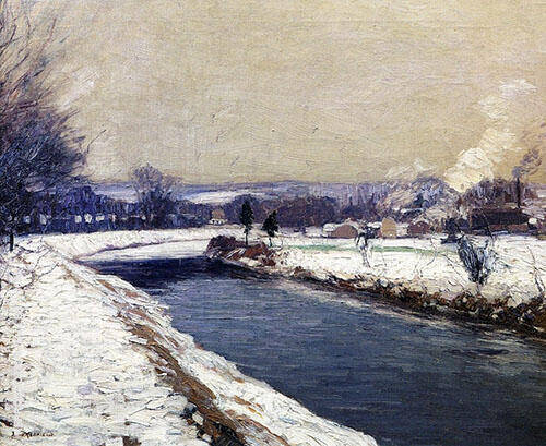 The Canal Stockton by Edward Willis Redfield | Oil Painting Reproduction