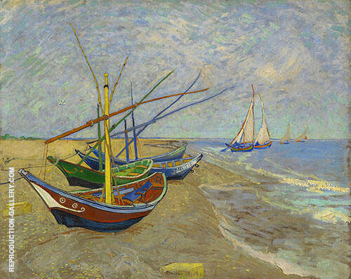 Fishing Boats on the Beach at Saintes Maries 1888 | Oil Painting Reproduction