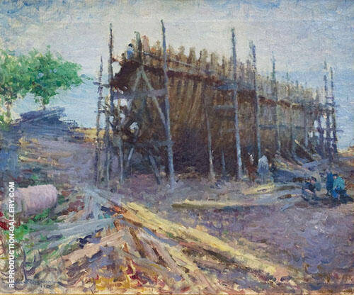 Noank Shipyard 1912 by Edmund William Greacen | Oil Painting Reproduction