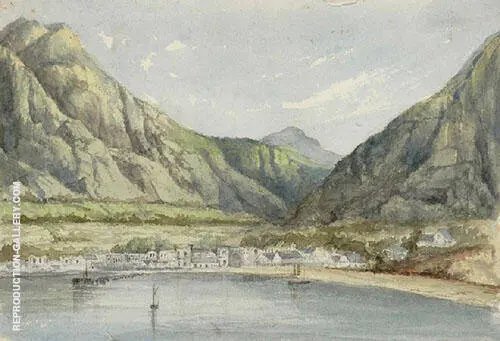 Lakeside Village and Mountains By Emma Minnie Boyd