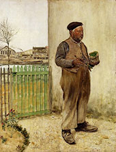 Man Having Just Painted his Fence By Jean Francois Rafaelli