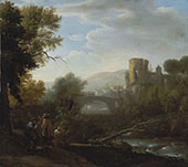 Landscape with Tivoli and The Temple of Vesta Hunters and an Artist Sketching in The Foreground By Claude Lorrain