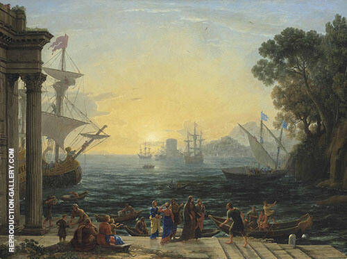A Mediterranean Port at Sunrise with The Embarkation of Saint Paula for Jerusalem | Oil Painting Reproduction