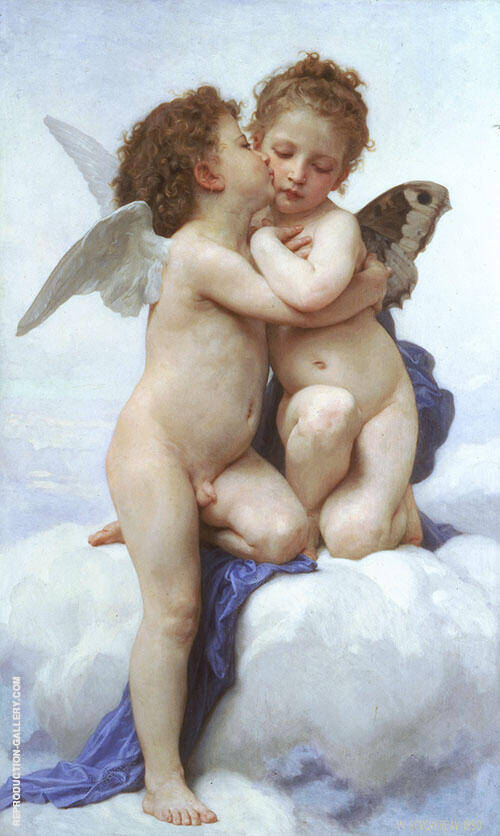 First Kiss, Amor and Psyche, Children 1890 | Oil Painting Reproduction