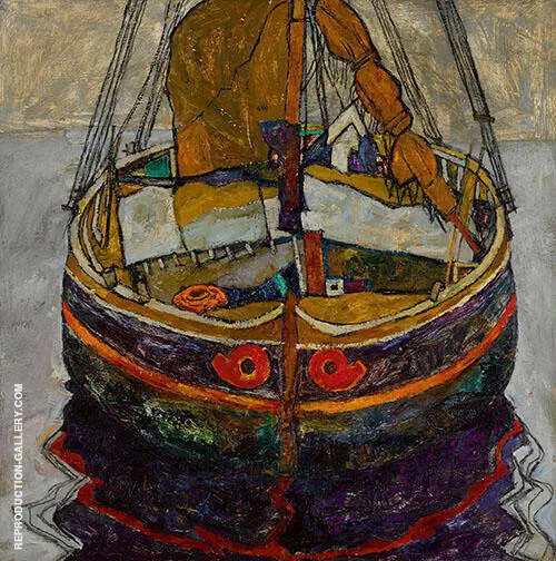 Triestiner Fischerboot Trieste Fishing Boat 1918 By Egon Schiele