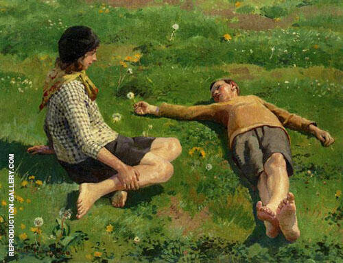 Cornish Children by Harold Harvey | Oil Painting Reproduction