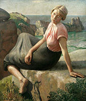Girl on a Cliff By Harold Harvey