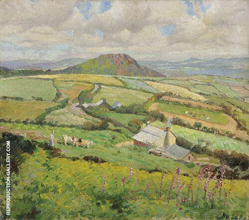 Herding Cows before a Farmstead By Harold Harvey