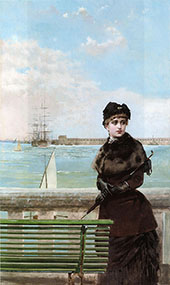 An Elegant Woman at St Malo By Vittorio Matteo Corcos