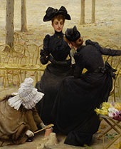 Conversation in The Jardin du Luxembourg By Vittorio Matteo Corcos