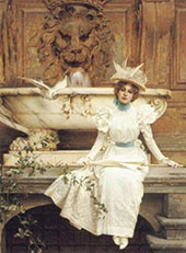 Waiting by The Fountain By Vittorio Matteo Corcos