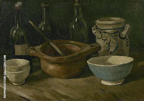 Still Life with Earthenware and Bottles 1885 By Vincent van Gogh