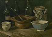 Still Life with Earthenware and Bottles 1885 By Vincent van Gogh