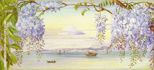 Distant View of Mount Fujiyama Japan and Wistaria 1876 By Marianne North