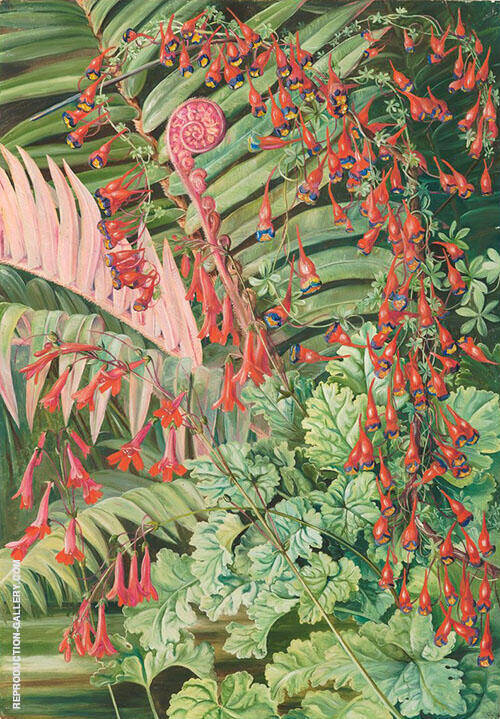 Fern and Flowers Bordering The River at Chanleon Chili 1885 | Oil Painting Reproduction