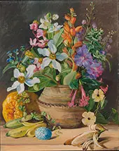 Group of Wild Meadow Flowers of Brazil Golden Banana and Euembas Crotophaga Major Egg 1880 By Marianne North