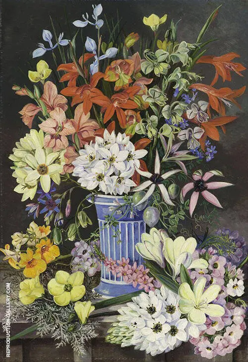 Old Dutch Vase and South African Flowers By Marianne North