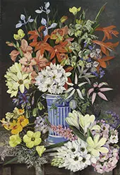 Old Dutch Vase and South African Flowers By Marianne North