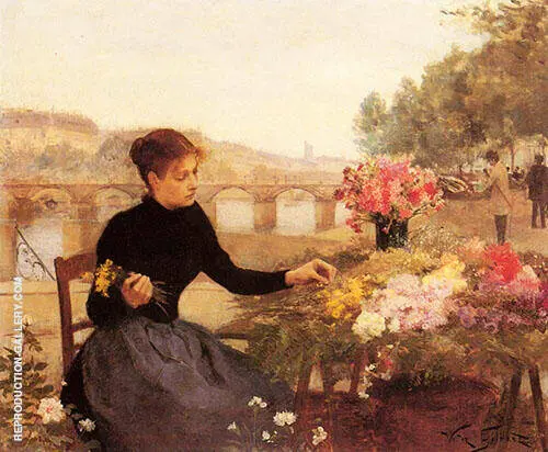 A Parisian Flower Market By Victor Gabriel Gilbert