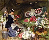 Flower Seller Making a Bouquet By Victor Gabriel Gilbert
