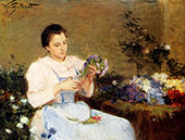 Arranging Flowers for a Spring Bouquet By Victor Gabriel Gilbert