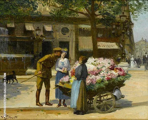 Flower Seller at The Church By Victor Gabriel Gilbert