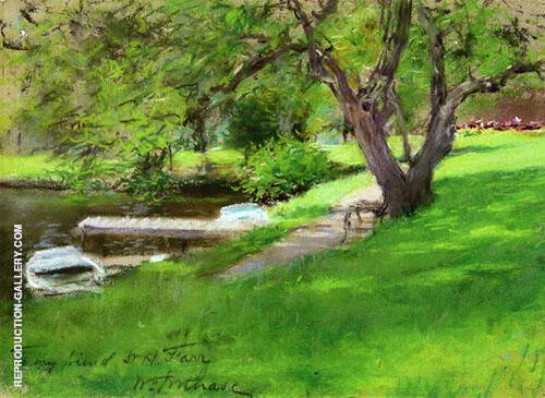 Bank of a Lake in Central Park c1890 By William Merritt Chase