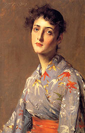 Girl in a Japanese Kimono 1890 By William Merritt Chase