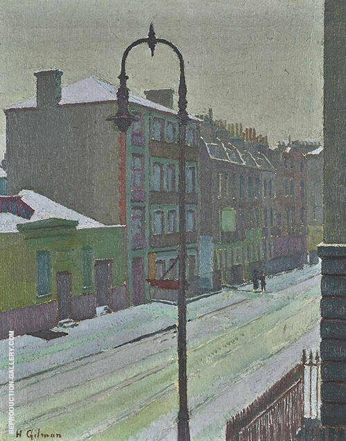 A London Street Scene in Snow 1917 | Oil Painting Reproduction