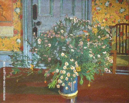 Interior with Flowers By Harold Gilman