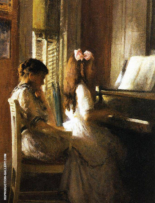 The Music Lesson c1904 by Joseph de Camp | Oil Painting Reproduction