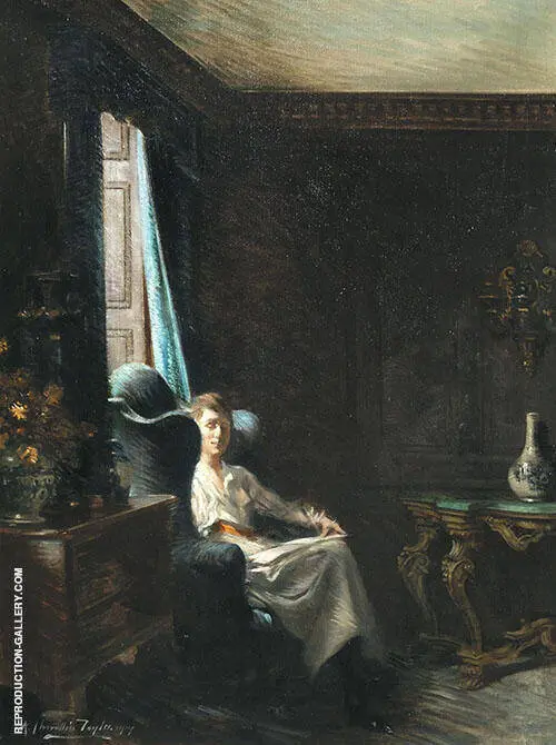 Portrait of a Woman in a Drawing Room By Albert Chevallier Tayler