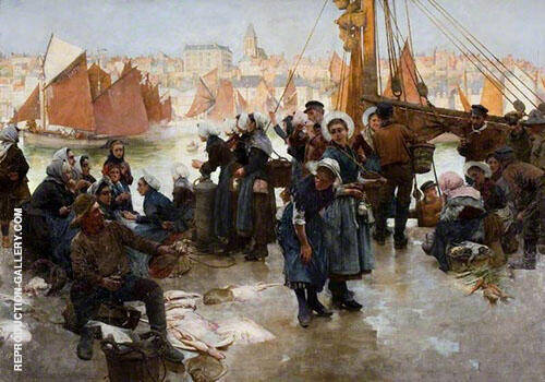 The Departure of The Fishing Fleet Boulogne 1891 | Oil Painting Reproduction