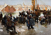 The Departure of The Fishing Fleet Boulogne 1891 By Albert Chevallier Tayler