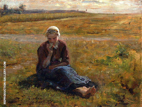 Afternoon Repast 1885 by Jules Breton | Oil Painting Reproduction