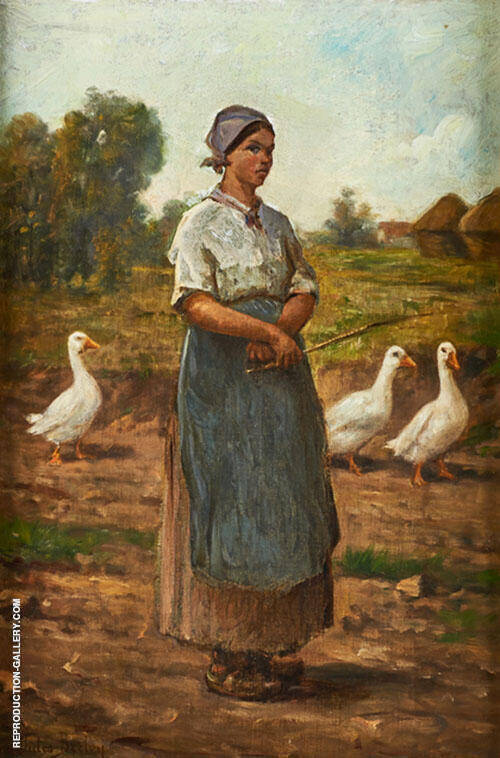 Girl with Geese by Jules Breton | Oil Painting Reproduction