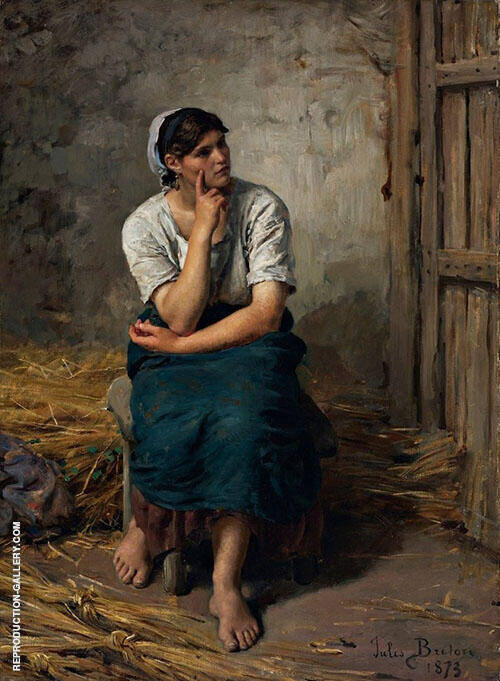 Peasant Girl Resting by Jules Breton | Oil Painting Reproduction