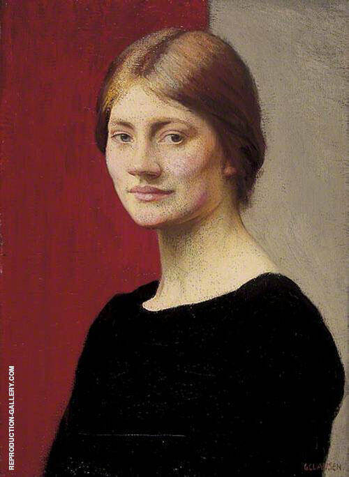 A Girl in Black 1913 by Sir George Clausen | Oil Painting Reproduction